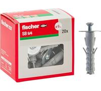 Fischer 20 tacos SB 9 con tornillo de cabeza avellanada M4, universales para la fijación en pared y hormigón, 508234