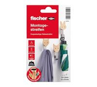 fischer 20 tiras de montaje, tiras adhesivas de doble cara, cinta adhesiva fuerte, fácil de quitar, sin taladrar ni atornillar, para cuadros, decoración, ganchos, etc