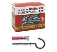 Fischer 541743 Taco con Ojal Abierto Duopower, Gris Rojo, 25 pz, Set Piezas