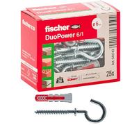 Fischer 541743 Taco con Ojal Abierto Duopower, Gris Rojo, 25 pz, Set Piezas