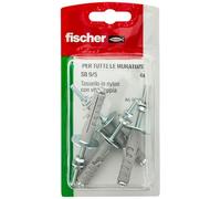 Fischer 4 tacos SB 9 con barra roscada, universales para la fijación de lámparas, espejos, muebles en pared y hormigón, 504445