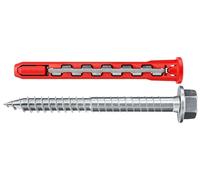 Fischer 50 x HybridPower FUS, tacos alargados de nailon y acero con tornillo hexagonal con brida y huella Torx, seguros como un anclaje metálico y fácil de instalar como un taco de nailon