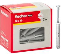 Fischer 508273 - Tacos de extensión para Knock N 6x40 Y, fijación de percusión con clavo premontado para completo, semilucinado y hormigón, 25 piezas por paquete, gris, 6 x 40 mm