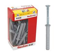 Fischer 508276 Tacos alargados a batir, fijación a percusión con clavo premontado para lleno, semilleno y hormigón, gris, 8 x 60 mm