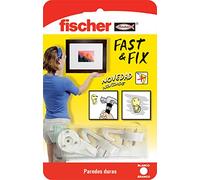 fischer - Fija Cuadros para Colgar Cuadros Sin Agujeros. Cuelga Cuadros Sin Clavos. Cuelga Llaves, Cuelga Cuadros, Ganchos Para Colgar Cuadros. Úsalo en Yeso, Madera o Pladures. Blanco (Blister 4 uds)