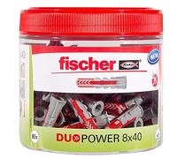 fischer 535982 - Duopower 8x40, Tacos pared de nylon universales para fijar a hormigón, ladrillo, piedra, placas de yeso, pladur (80 uds)