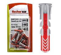 fischer 537621 Tobillo Duopower, Grigio/Rosso, 10 x 50 mm, Set de 8 Piezas