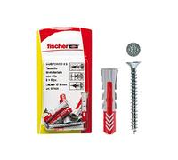 Fischer 537630 Taco con Tornillo Duopower, Gris/Rojo, 10 x 50 mm, Set de 4 Piezas