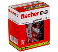 fischer 538248 Enchufe de Pared, Gris/Rojo, Mit Schraube
