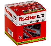 fischer 538249 DuoPower - Enchufe de pared, gris/rojo, 14 x 70