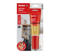 fischer 545861 Montaje, Pegamento súper Fuerte, Agarre Estable para Casi Todos los Materiales, práctico Tubo con Punta de Junta, Uso sin Herramientas, Rojo, Blanco, 80 ml