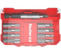 fischer - 558179 Juego de puntas profesional, uso universal con las puntas más comunes con accionamiento TX y PZ y un portapuntas, para una variedad de aplicaciones de tornillos (10 Puntas)