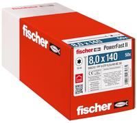 fischer 566312 CTP 8,0 x 140 50 unidades PowerFast II - Tornillo para madera, color plateado