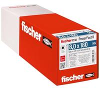 fischer 566314 CTP 8,0 x 180 50 unidades PowerFast II - Tornillo para madera, color plateado