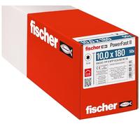 fischer 566343 WTP 10,0 x 180, potente cabeza de placa, alojamiento de estrella interior y rosca parcial, para construcción de madera constructiva, 50 unidades, PowerFast II, color plateado