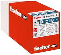fischer 566377 HWTF 10,0 x 100, potente cabeza hexagonal, alojamiento de estrella interior y rosca completa, para la construcción de madera constructiva, 50 unidades, PowerFast II, color plateado