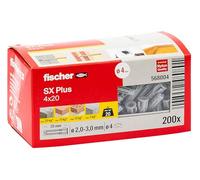 Fischer Taco para pared SX Plus 568004 4x20 Gris 200 piezas