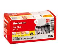 Fischer Taco de expansión SX Plus 5x25 Nylon - Caja 100 unidades para hormigón y ladrillo macizo