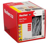 fischer 568014 SX Plus - Taco de expansión SX Plus 14x70, caja con 20 anclajes de nylon, anclajes para una sujeción óptima al fijar en hormigón, ladrillo macizo, ladrillo y mucho más