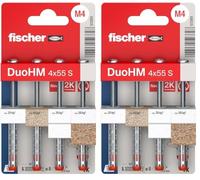 fischer 572911 DuoHM - Clavijas de cavidad, 4 x 55 S PZ con tornillo métrico y unidad PZ para fijar soportes de TV, luces, estantes de pared, etc. en materiales de construcción de paneles (paquete de