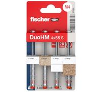 fischer 572911 DuoHM - Clavijas de cavidad, 4 x 55 S PZ con tornillo métrico y unidad PZ para fijar soportes de TV, luces, estantes de pared, etc. en materiales de construcción de paneles (paquete de