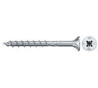 fischer 576981 FPF Power-Fast II - Tornillos para madera aglomerada (6,0 x 60 mm, cabeza avellanada con Phillips, parte roscada, azul pasivado, caja de 350 unidades)