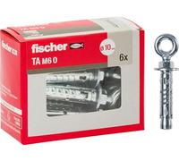 Fischer 6 tacos de acero TA M6 con ojal, diámetro 10 mm, tornillo M6, pernos de expansión, 71254