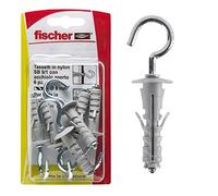Fischer 6 tacos SB 9 con gancho de ojo abierto, universales para la fijación de lámparas, espejos, muebles en pared y hormigón, 504441
