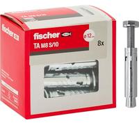 fischer 71253 Tacos TA M 8 con Tornillo de Cabeza Hexagonal, diámetro del Taco 10 mm, 8 Unidades, Acero galvanizado, M8 + Vite