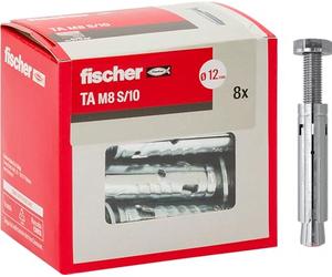 Fischer 8 tacos de acero TA M8 con tornillo de cabeza hexagonal, diámetro del taco 12 mm, pernos de expansión, 71253