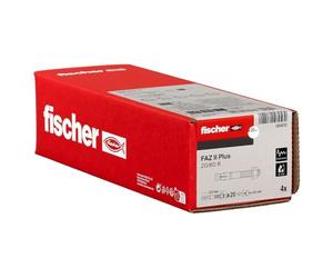 fischer Anclaje de perno FAZ II Plus 20/60 R, anclaje de acero inoxidable de alta capacidad de carga, pernos de anclaje para sujetadores de cargas pesadas y estructuras de acero, aprobación sísmica y