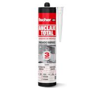 fischer - Anclaje Total, Adhesivo de montaje de Pegado Rápido en 3 segundos, Pegamento Fuerte Multimaterial Soporta hasta 600 Kg/m2, Carpintería, Encimeras, Rodapies, Revestimientos (290 ml) Blanco