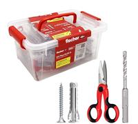 Fischer Bandeja de 500 tacos SX Plus de 6 mm con tornillo + tijeras ergonómicas + punta de taladro SDS Plus, 570210