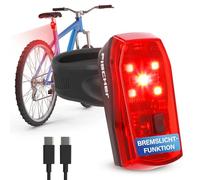 Fischer Basic Stop Luz Trasera para Bicicleta - Luz LED para Bicicleta con función de luz de Freno con batería - Carga USB-C y 11 h de duración de luz - Homologación StVZO