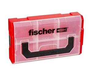 fischer - Caja de almacenamiento de tacos y tornillos vacía de plástico, equipada con asa y con tapa transparente, compatible con el sistema Sortimo L-Boxx, de fácil transporte y apilamiento