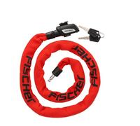 FISCHER Candado antirrobo para bicicleta de neopreno con 2 llaves, 130 cm de longitud, color rojo