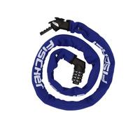 FISCHER Candado antirrobo para bicicleta de neopreno con cerradura de combinación, alta seguridad para bicicletas y bicicletas eléctricas, color azul, longitud: 130 cm