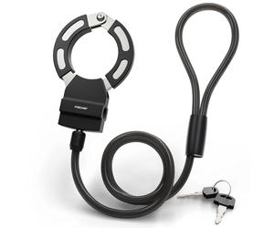FISCHER Candado de esposas para bicicleta, 110 cm, 8 mm, acero, para bicicleta eléctrica, patinete eléctrico con soporte, candado de cable con abrazadera, resistente candado en espiral