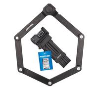 FISCHER Candado plegable para bicicleta Protec FN85, rodillo numérico de 4 vías con 10.000 combinaciones de números, varillas recubiertas de plástico, incluye soporte
