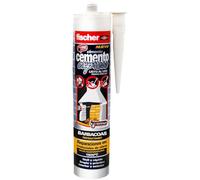 fischer - Cemento Express Barbacoas, Masilla Refractaria Especial para Barbacoas, Color Gris (310 ml)