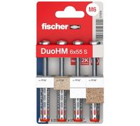 fischer 572916 DuoHM - Clavijas de cavidad, 6 x 55 S TX con tornillo métrico Panhead y unidad TX para fijar soportes de TV, luces, estantes de pared, etc. en materiales de construcción de paneles