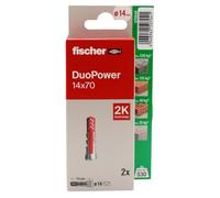 fischer - Duopower 14x70-2U, Tacos para pared multimaterial, sirven para Colgar Bicicletas, Cuadros, Armarios, Soportes de Televisión, Estanterías, Muebles.