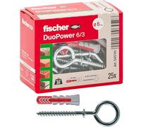 Fischer 541745 Taco con Ojal Cerrado Duopower, Gris Rojo, 25 pz, Set Piezas