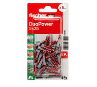 Fischer DuoPower 5-25 (45U) Blister Taco con Paro Tornillos 3-4 mm Medida Taco 5-25