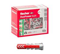Fischer 537639 Taco Duopower, Gris Rojo, 5 x 25 mm, Set de 100 Piezas