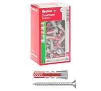 Fischer DuoPower 537647 - Tacos con tornillo (8 x 40 mm, para pared completa, ladrillo perforado, cartón yeso, 537647)