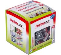 fischer DUOPOWER 6 x 50 S PH, 50 tacos y 50 tornillos para pared universales con tornillo de cabeza plana, de 2 componentes, taco de plástico para fijación en hormigón, ladrillo, piedra, cartón yeso