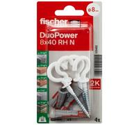 Fischer Duopower 8 x 40 mm RH con gancho redondo, revestimiento de nailon, combinación de dos componentes de material para más rendimiento.