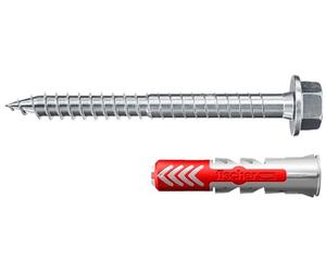 fischer DUOPOWER 8 x 40 S con ETA, tacos universales con tornillo de seguridad, tacos de 2 componentes, tacos de plástico para fijación en hormigón, ladrillo, piedra, yeso, etc., 50 tacos + 50