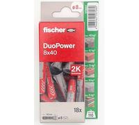 fischer - Duopower 8x40-18U, Tacos para pared multimaterial, sirven para Colgar Bicicletas, Cuadros, Armarios, Soportes de Televisión, Estanterías, Muebles.